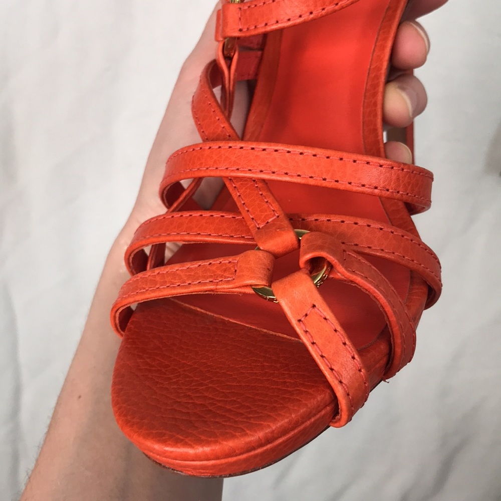 Tory Burch Orange Strappy Heels - Picture 6 of 9